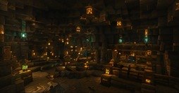 Lit mineshaft interior